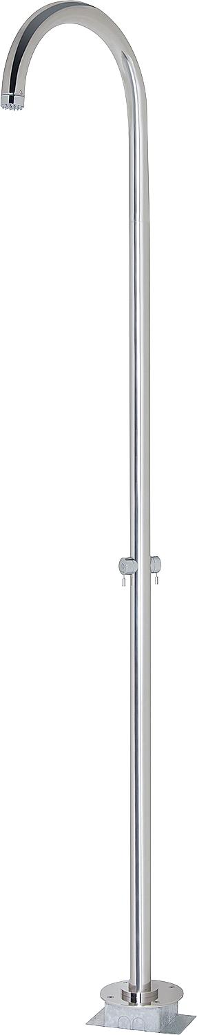 EKTA shower column, height: 2285 mm, DN15 (1/2") male thread, floor connection with 2x stop valves, polished stainless steel