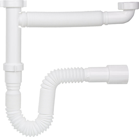 Siphon en plastique souple blanc DN40 (1 1/2"), Ø 40-50 mm