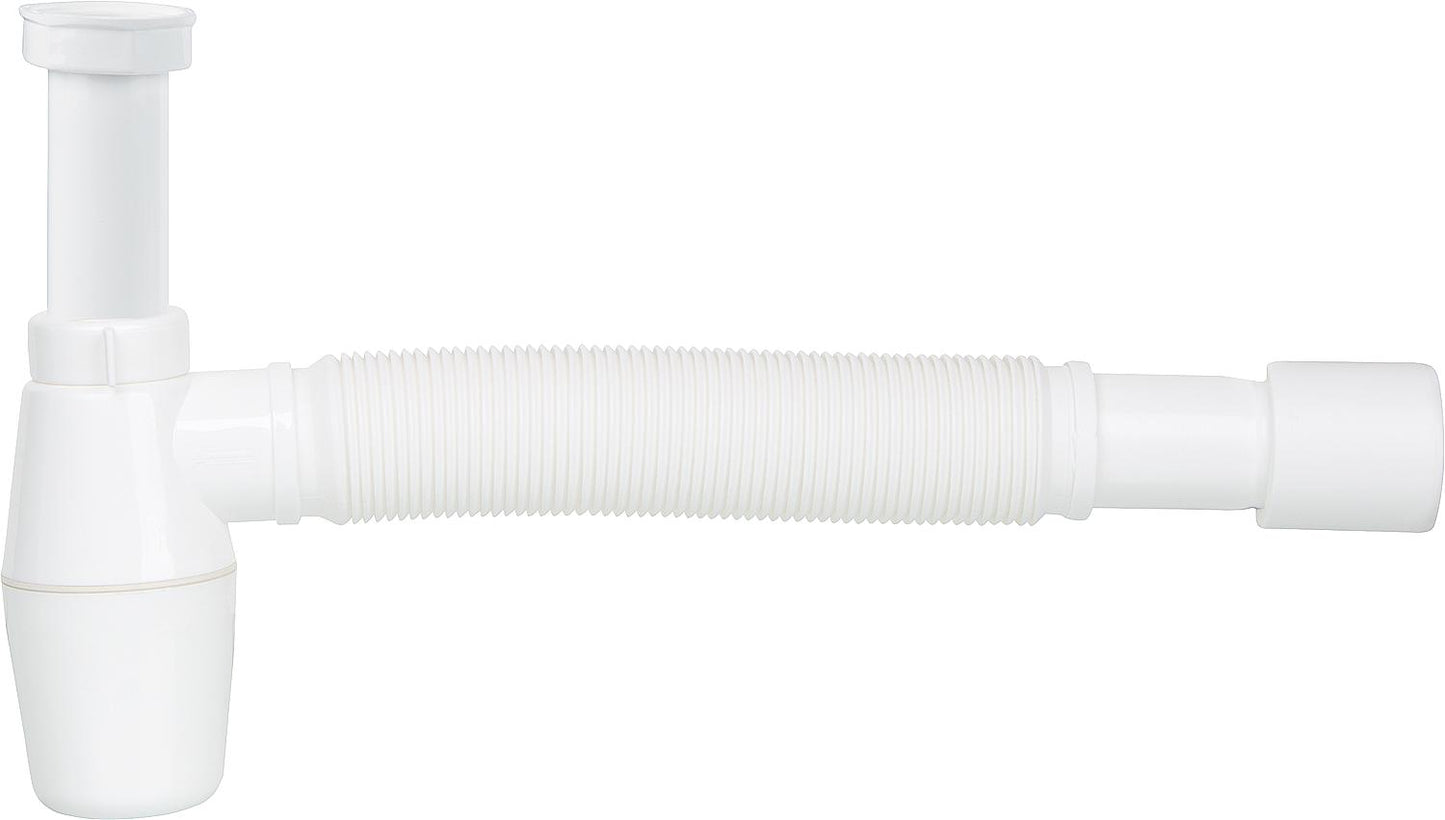 Piège à odeurs pour bouteilles DN40 (1 1/2"), diamètre : 40-50 mm, plastique blanc