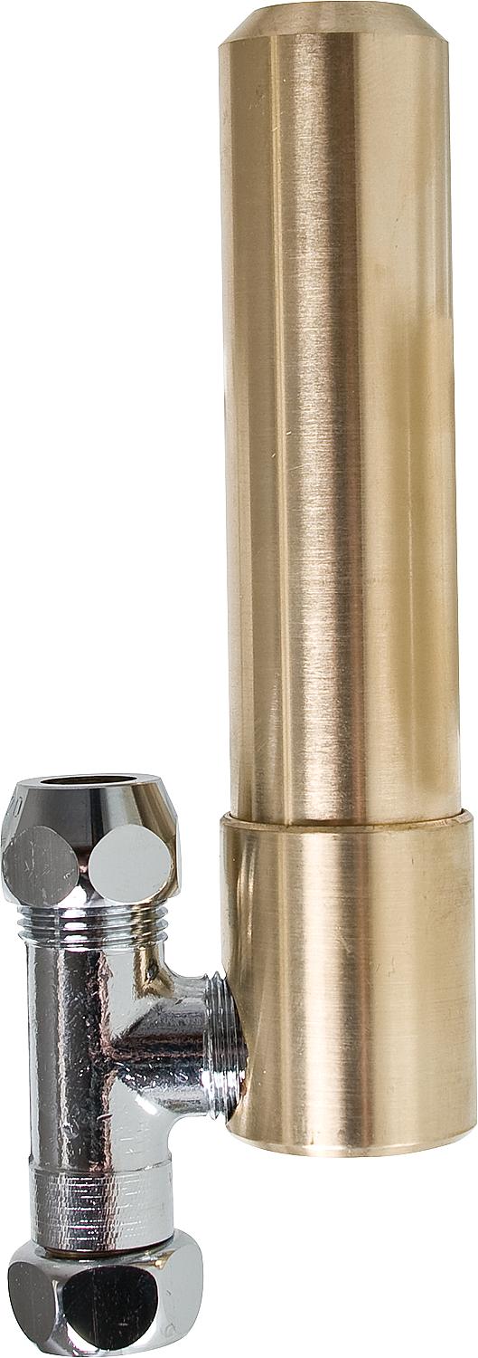 Pressure shock absorber, nickel-plated brass, with T-piece attachment 3/8" x 10 mm for the angle valve