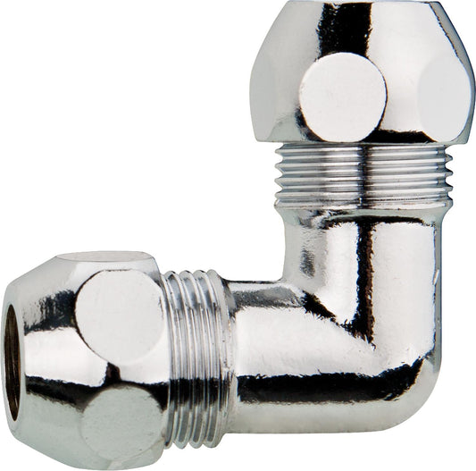 Angle fitting, chrome-plated, with 2 crimps, 8 mm