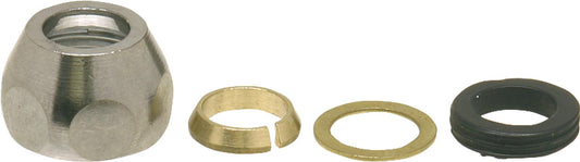 3/8" x 8mm compression fitting, conical, chrome-plated brass, 4-piece