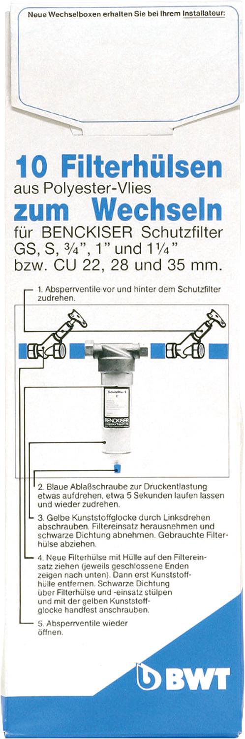 Ersatz-Filtervlies 3/4"-11/4" für Schutzfilter/Universalfilter VPE 10Stück