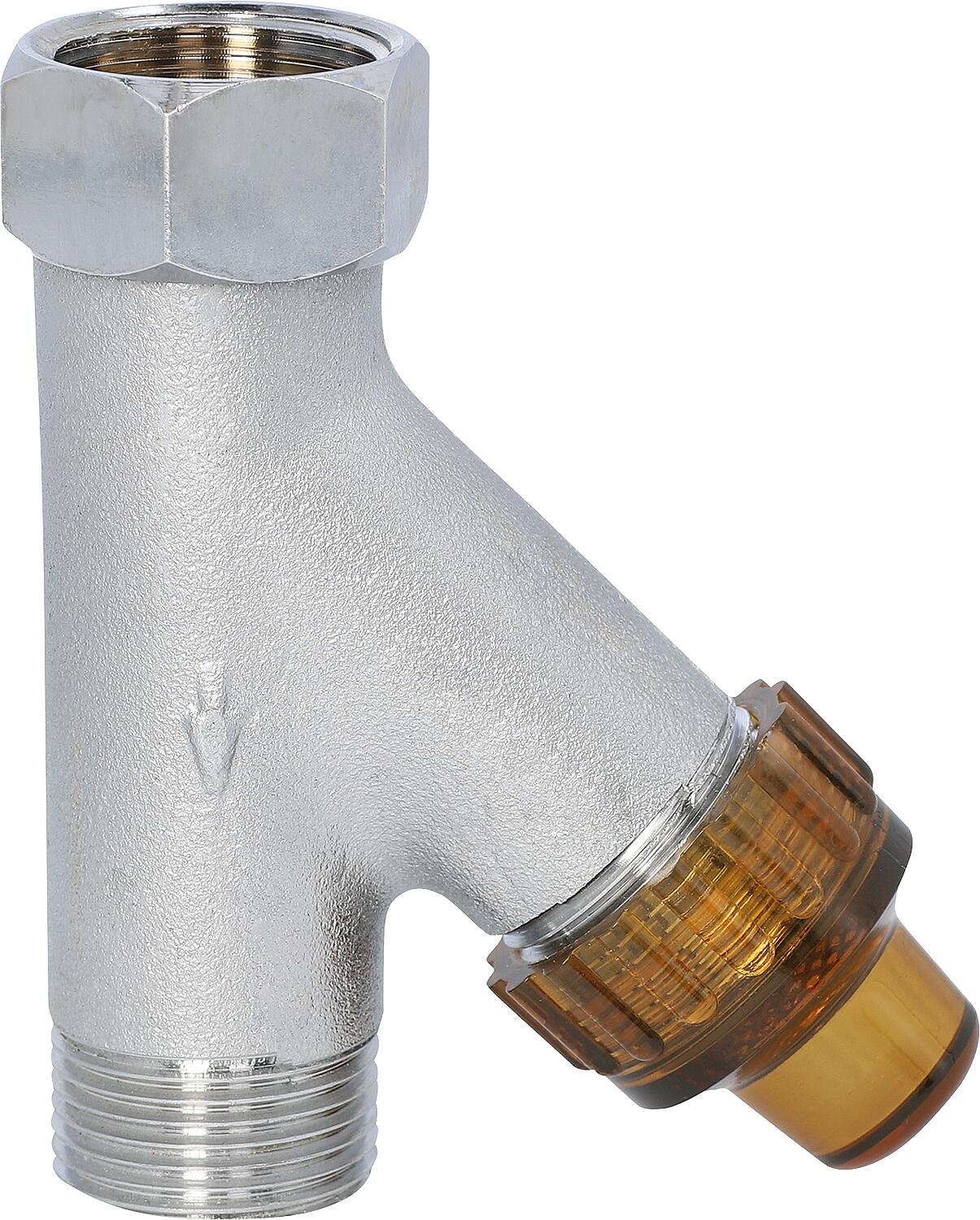 Filtre coudé WAS DN20 pour des températures d'eau jusqu'à 80 °C, chromé