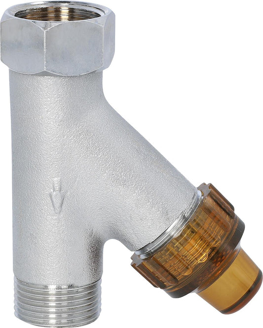 WAS-Schrägfilter DN20 für Wassertemperatur bis 80°C verchromt