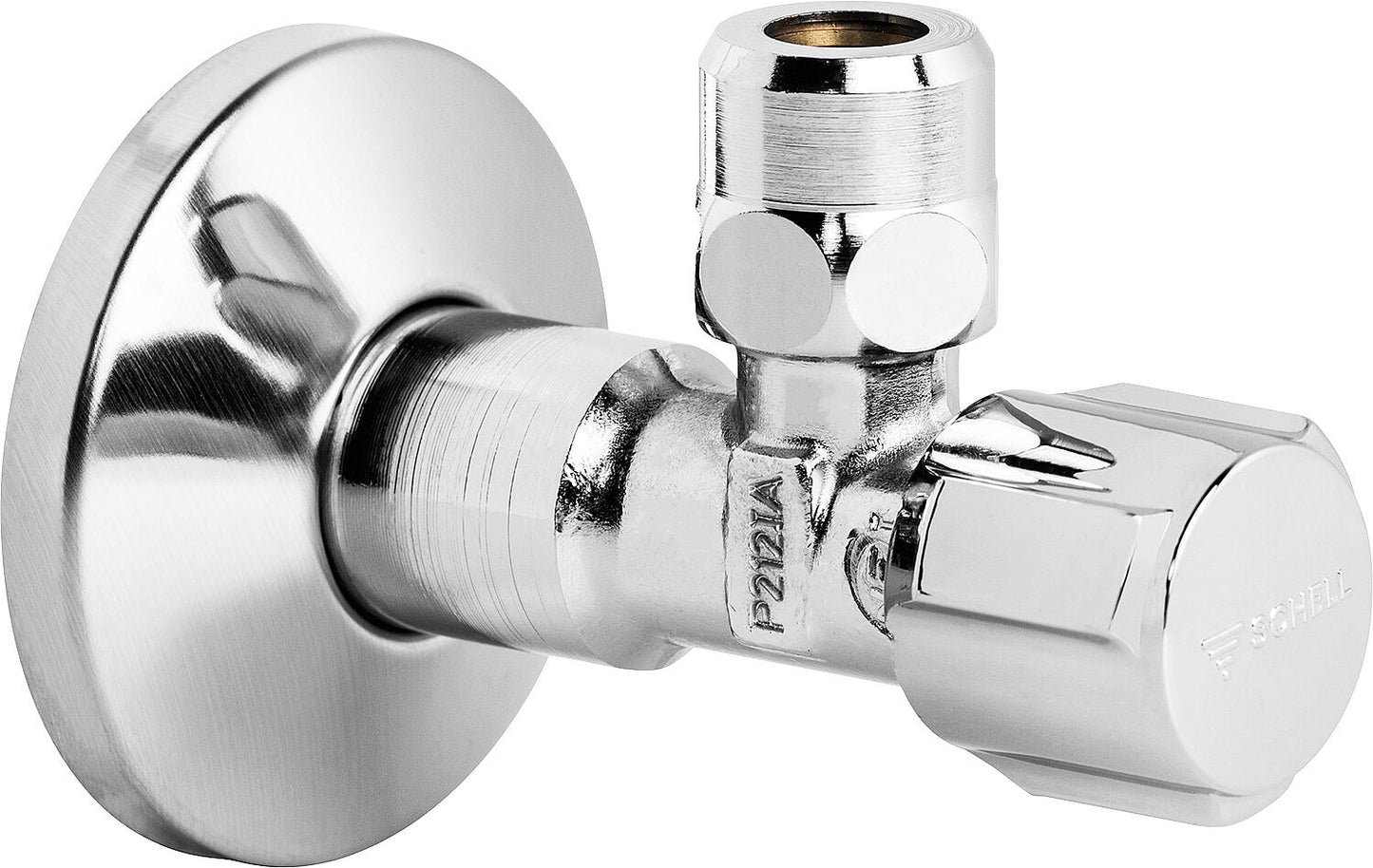 Schell Comfort 3/8" x 3/8" x 10mm self-sealing angle valve, chrome