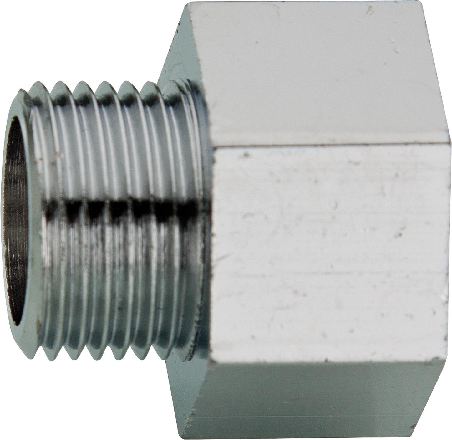 Hexagonal nipple, chrome-plated, 3/8" female thread x 3/8" male thread