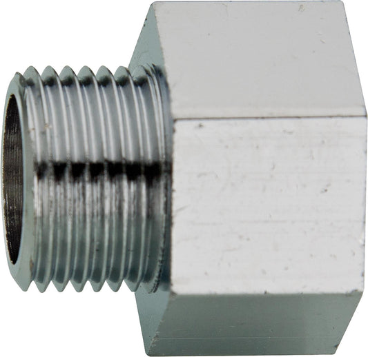 Hexagonal nipple, chrome-plated, 3/8" female thread x 3/8" male thread