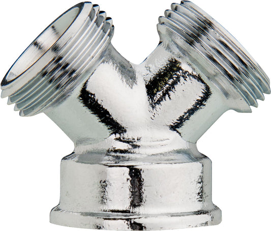 Chrome-plated Y-piece 3/4" 1 x 3/4" female thread / 2 x 3/4" male thread