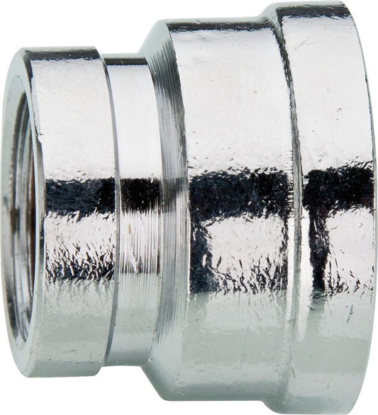 Chrome-plated reducing sleeve 1/2" x 3/8" female thread/female thread