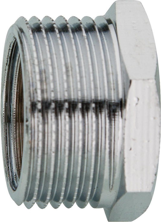 chrome-plated reducer piece 1/2" x 3/8" male/female thread