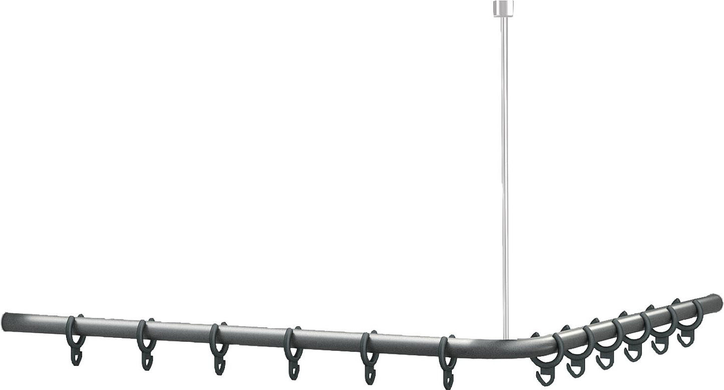 Normbau Cavere shower curtain rod, 900x900mm, anthracite metallic, without ceiling suspension