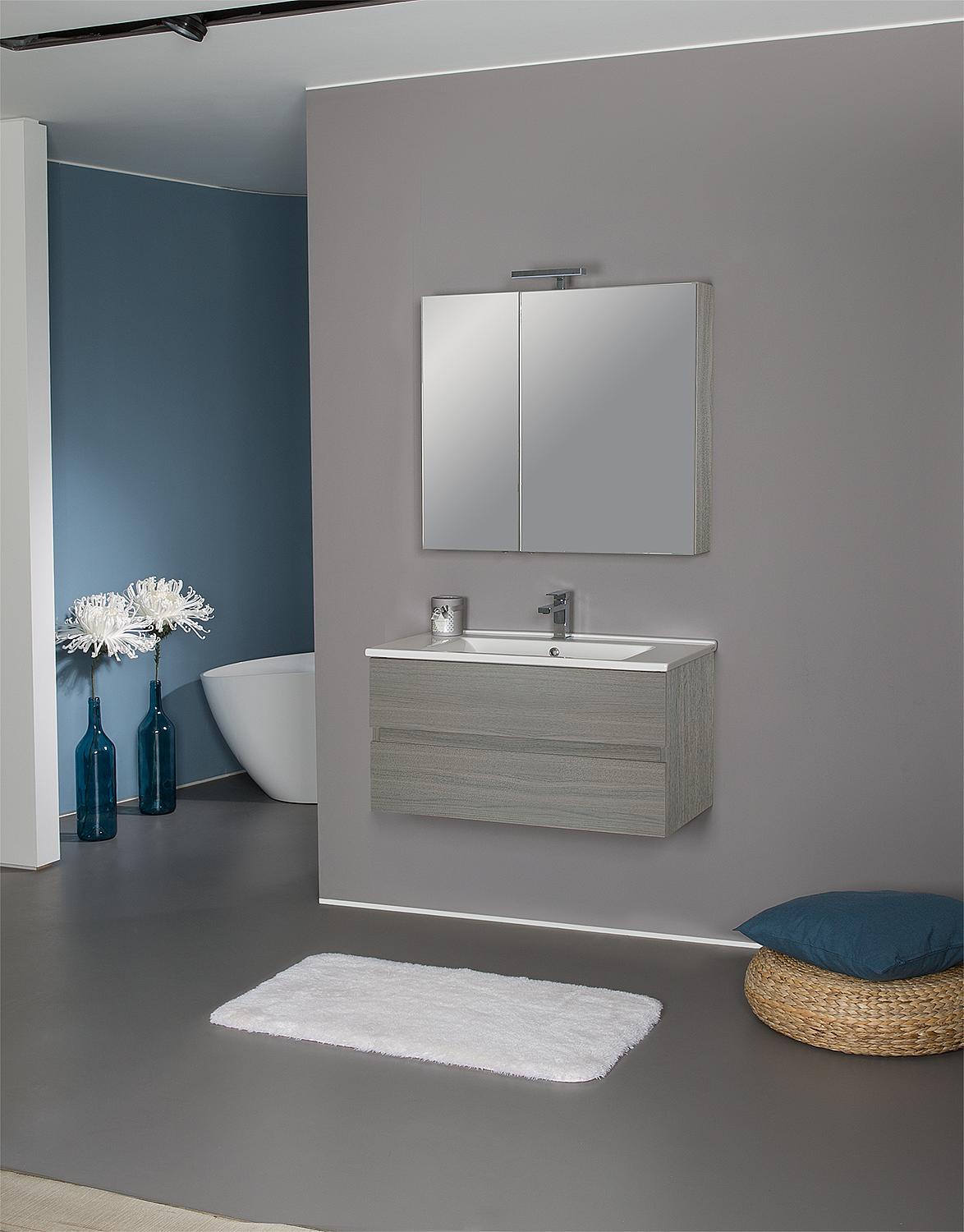 Bathroom furniture set EGAN series MAB, Olmo Tobacco, 2 drawers, width 853mm
