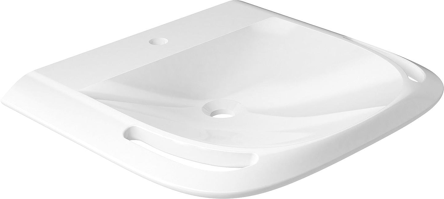 Elida washbasin, white cast mineral, 1 tap hole, 2 handles, WxHxD: 603x102x550mm