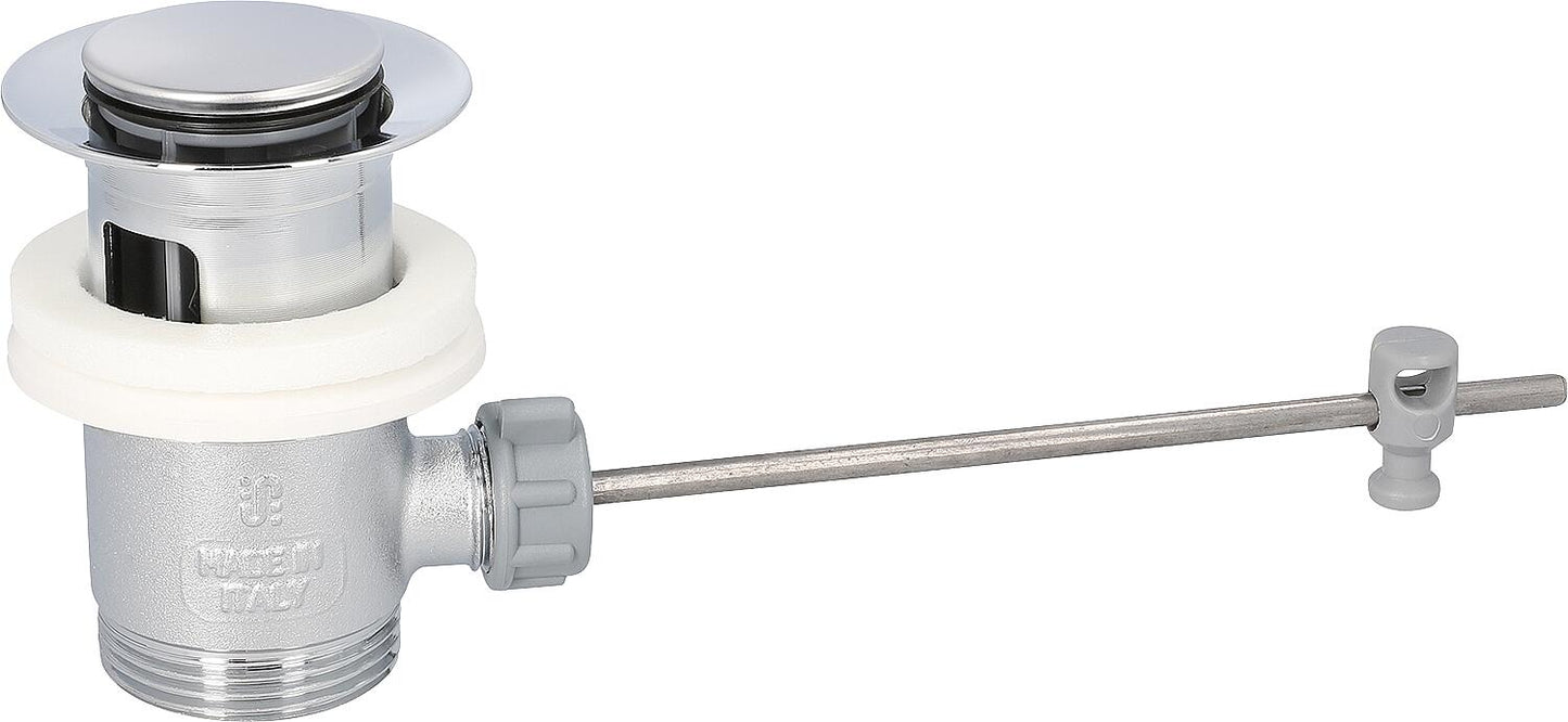 Raccord excentrique 1 1/4" en laiton chromé avec bouchon excentrique standard