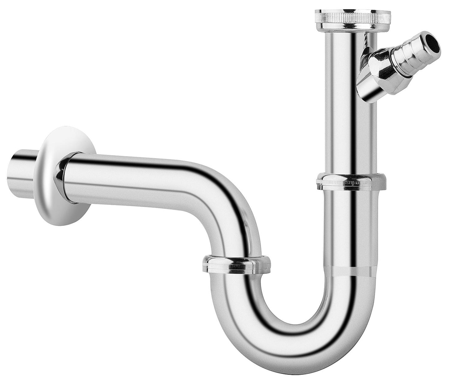 Piège à odeurs pour tuyaux « WAS » 1 1/4" x 32 mm en laiton chromé pour le raccordement des lave-linge et lave-vaisselle