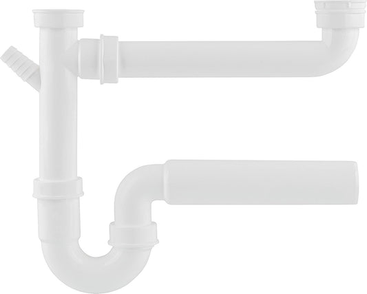 Piège à odeurs pour double évier 1 1/2" x 50 mm PP blanc