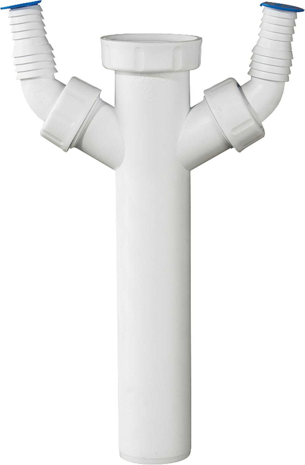 Verstellrohr PP weiss 11/2" x 40 x 200mm mit 2 Schlauchanschlüssen