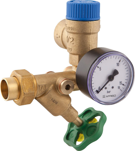 Boilersicherheitsgruppe WSG 75/10 DN15, Ø 18 mm mit Sicherheitsventil 10 bar