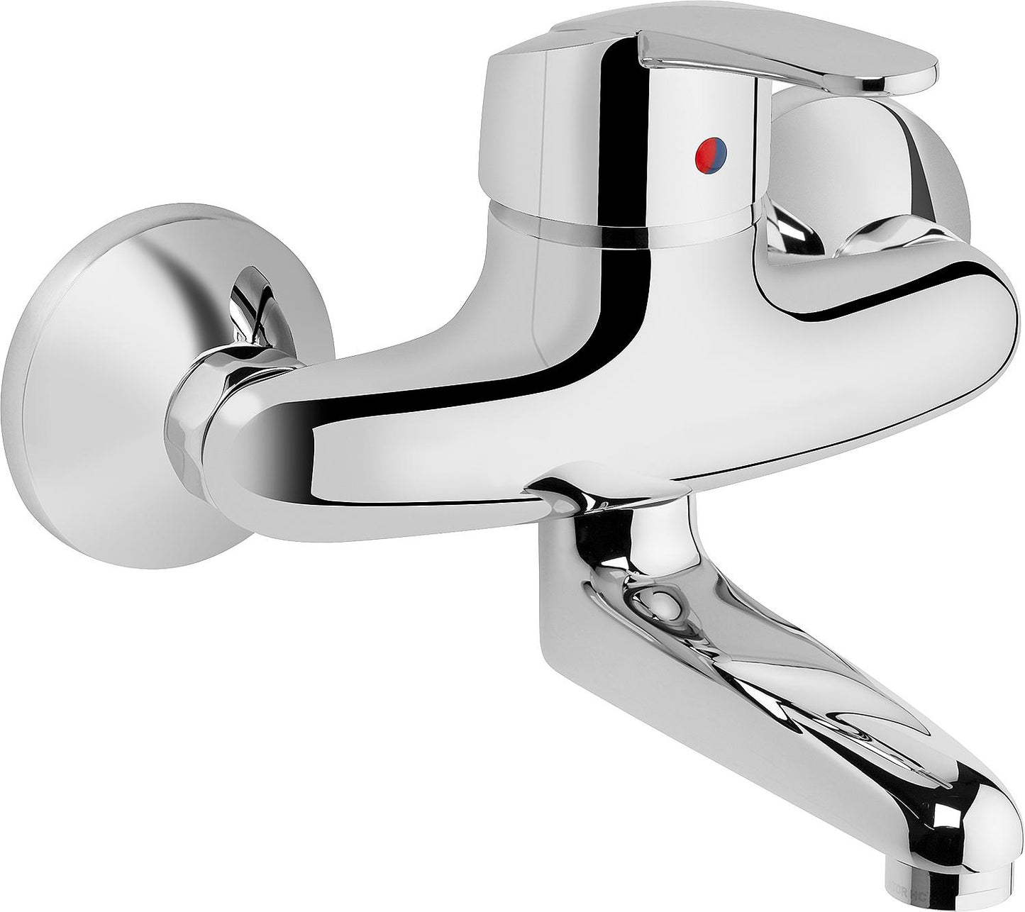 Heinrichschulte Nizza wall-mounted kitchen mixer tap with swivel spout, 110 mm projection, chrome finish