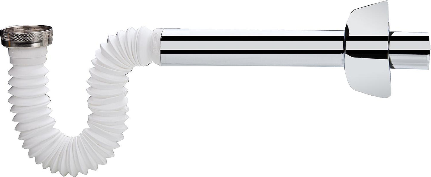 Siphon flexible 230 mm 1 1/4" x 32 mm PP/ABS Couleur : blanc/chrome