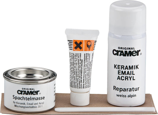 White repair kit, accessories: 30g filler, 8g filler hardener, enamel spray