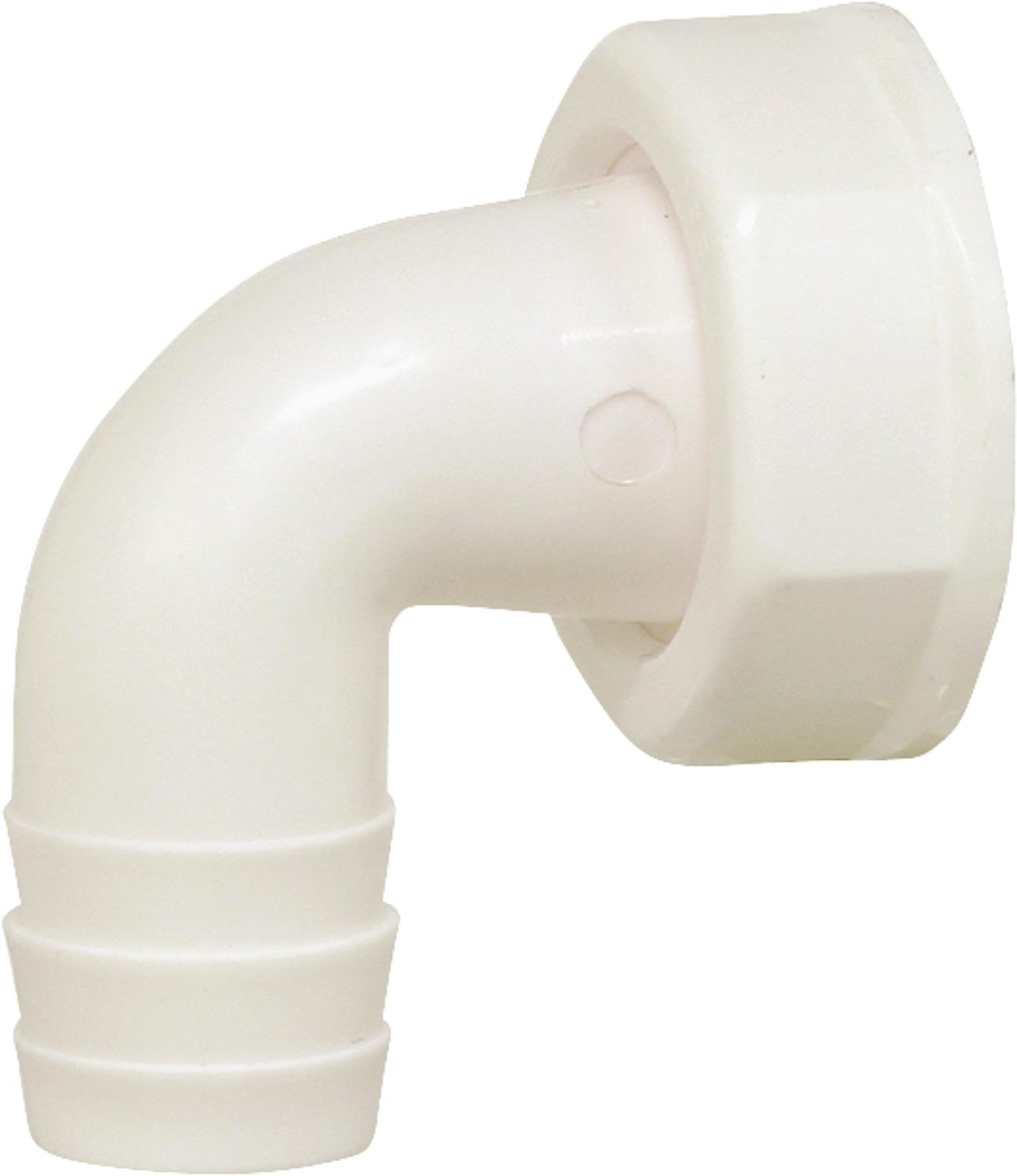 Embout de tuyau 3/4" / 90° compatible avec tous les siphons en PP blanc