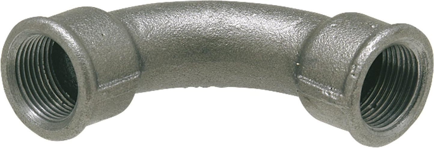Malleable iron fitting, black, 90° elbow, long, 3/8" (i/i) type 2