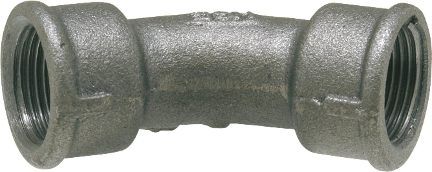 Malleable iron fitting, black, 45° elbow, 3/8" (i/i) type 41