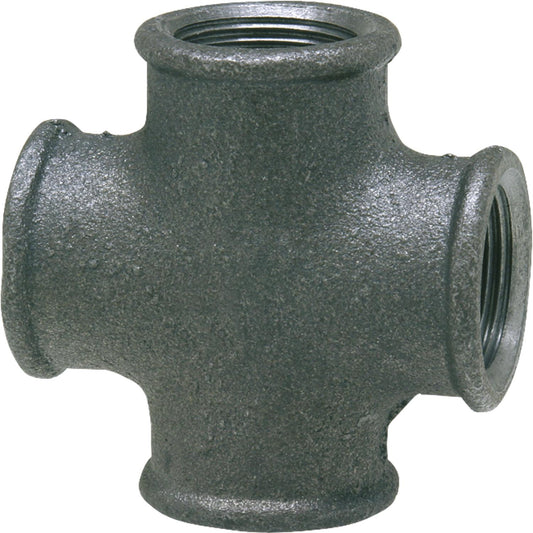 Malleable iron fitting, black, cross piece 90°, 3/8" female thread, type 180