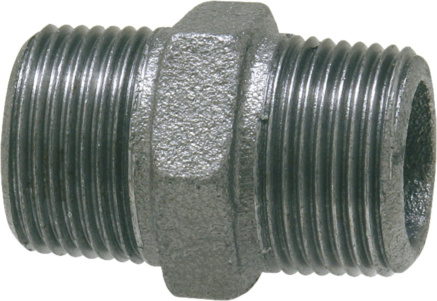 Malleable iron fitting, black, hexagonal. Double nipple 3/8" (male/female) type 280, right-hand thread