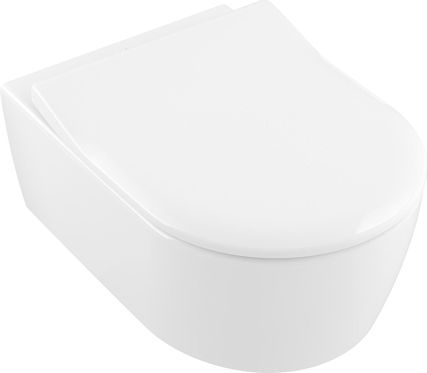 Ensemble WC suspendu V&B Avento à chasse d'eau profonde + abattant WC à fermeture ralentie extra-plat, blanc