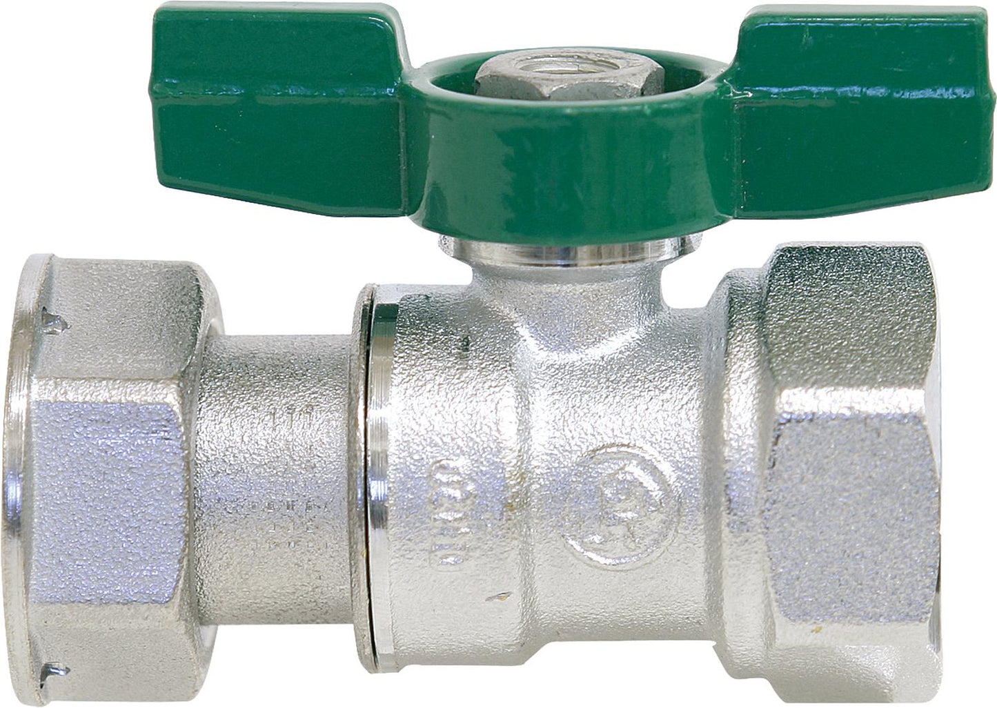Drinking water ball valve R251P IG/Overm. 1/2"x3/4" chrome-plated brass/ wing handle