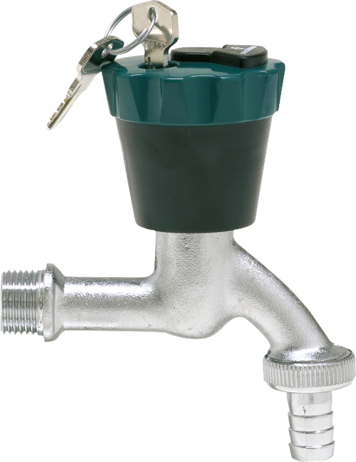Water safe with hose connection and key pair, matt chrome-plated