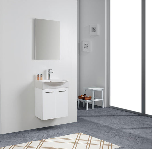 Ensemble de salle de bain invités Mini 50 blanc brillant 500 x 620 x 400 mm