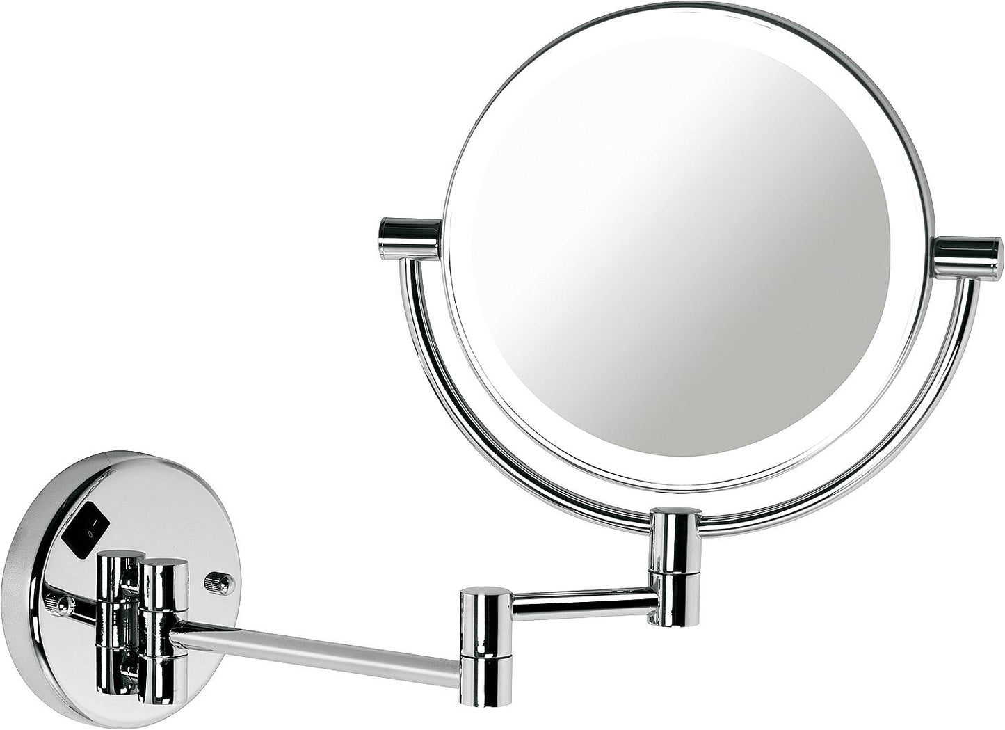 Ermete wall-mounted cosmetic mirror with LED lighting, 1x and 3x magnification, Ø 200 mm