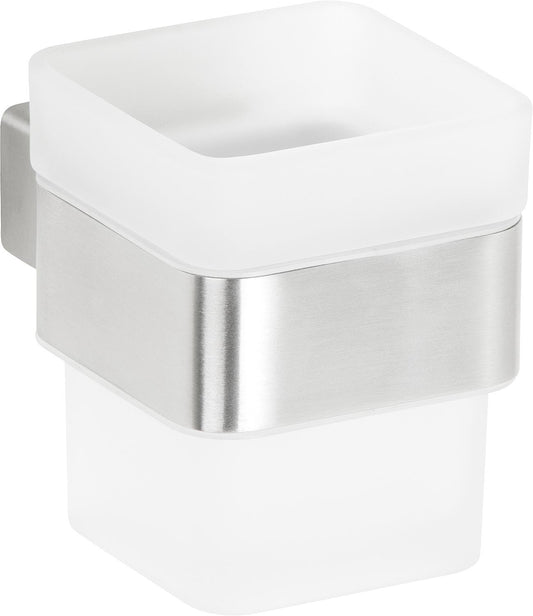 Erva glass holder with wall bracket, brushed stainless steel
