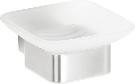 Erva soap dish with wall bracket, brushed stainless steel
