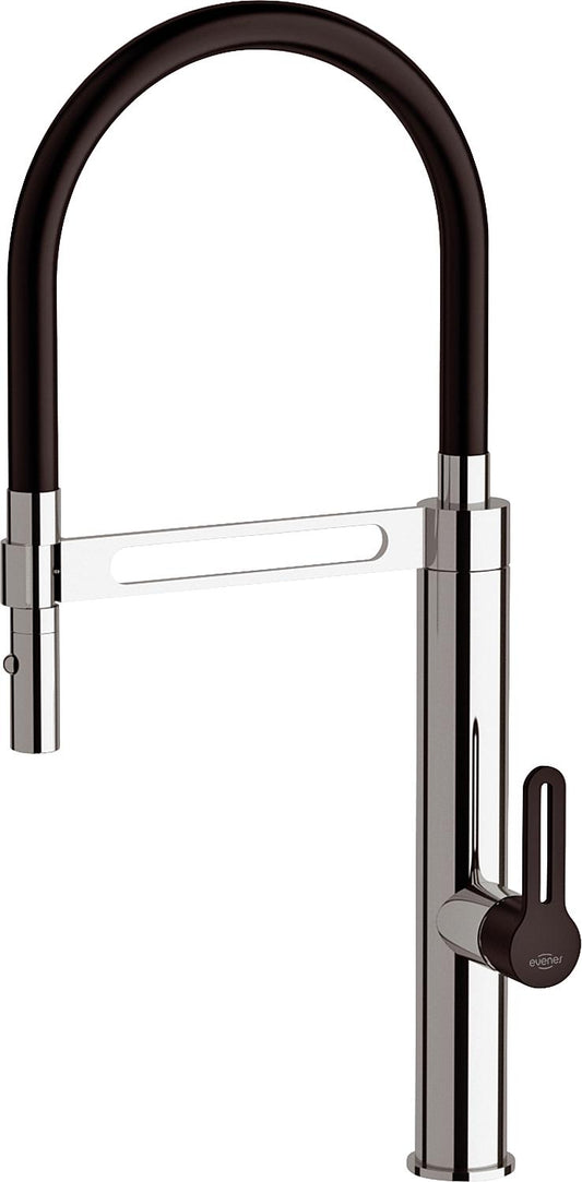 Enzan kitchen mixer with swivel spout and lever, black, 230 mm projection, chrome-plated