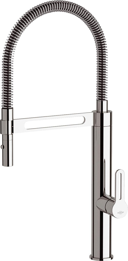 Enzan kitchen mixer tap with removable spray head, 230 mm projection, chrome-plated black