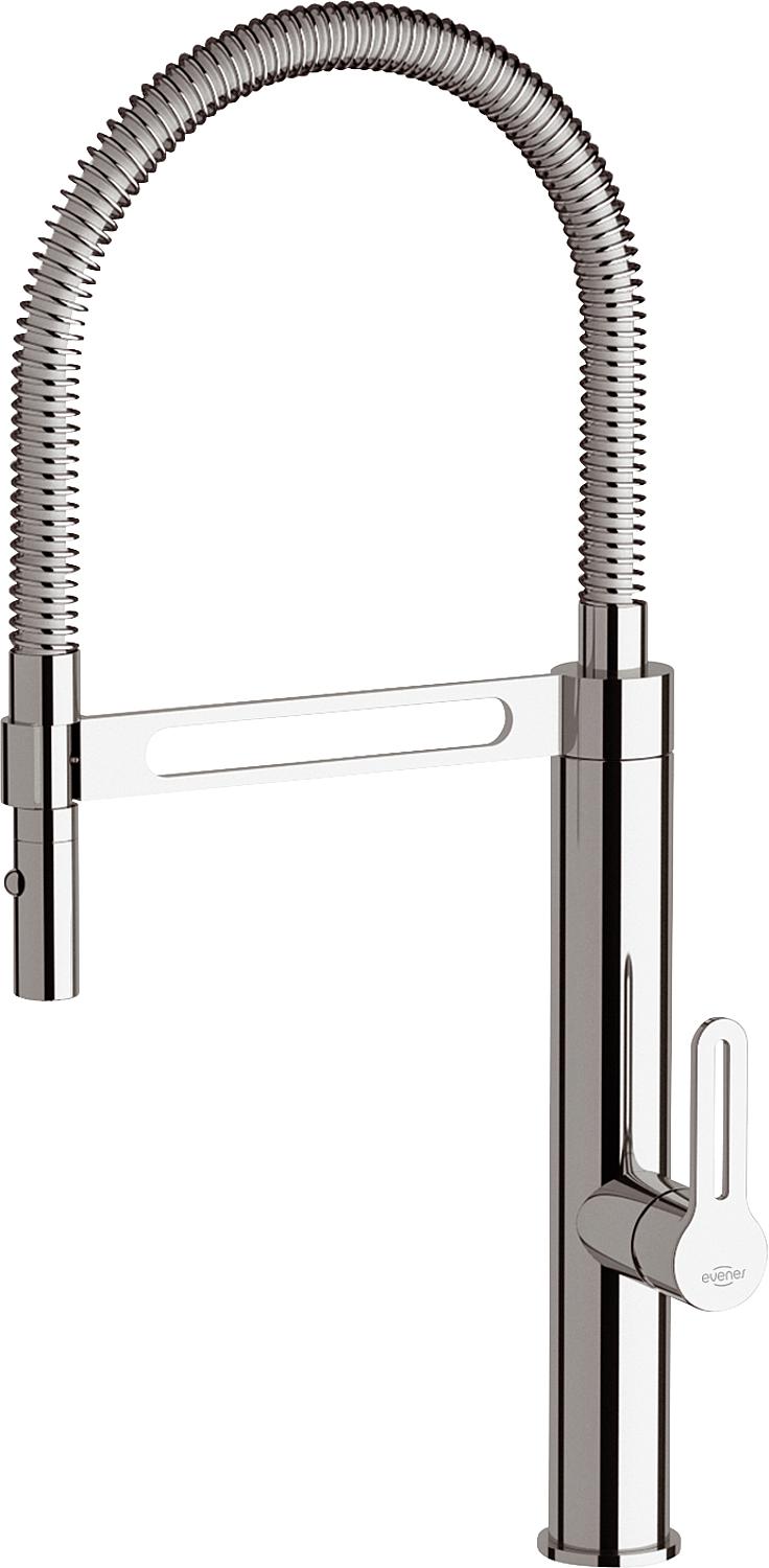 Enzan kitchen mixer tap with removable spray head, 230 mm projection, chrome-plated black