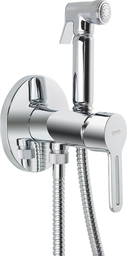Enzan intimate hygiene shower mixer set with concealed body, hand shower, shower hose and shower holder, chrome