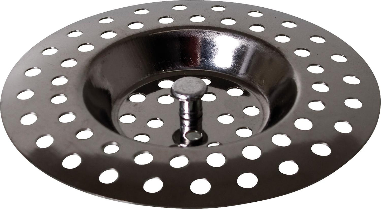 Stainless steel drain strainer for shower and bath drain valve, 1 1/2" upper Ø = 70 mm
