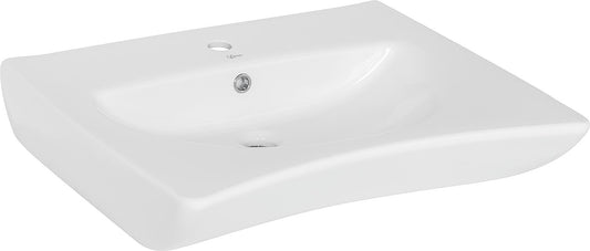 Lavabo en céramique Elida, blanc, avec 1 trou de robinetterie, L x H x P : 660 x 155 x 550 mm