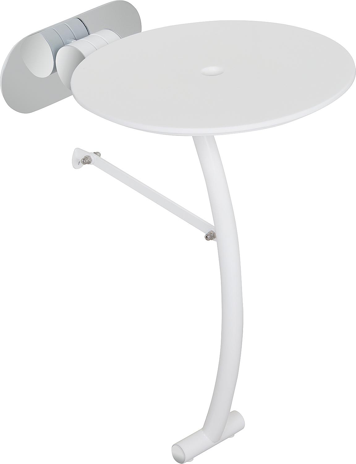 Elida folding seat with base made of stainless steel PE/HD, black, 320x500x390/130mm, with mount.