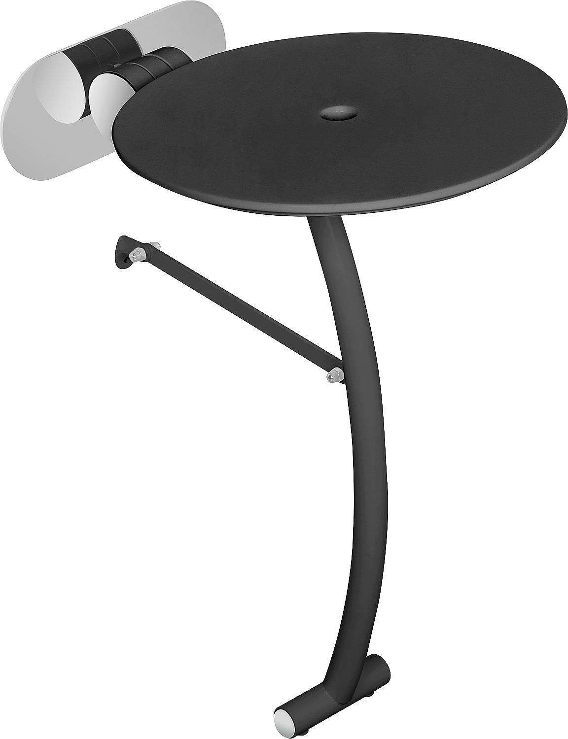 Elida folding seat with base made of stainless steel PE/HD, black, 320x500x390/130mm, with mount.