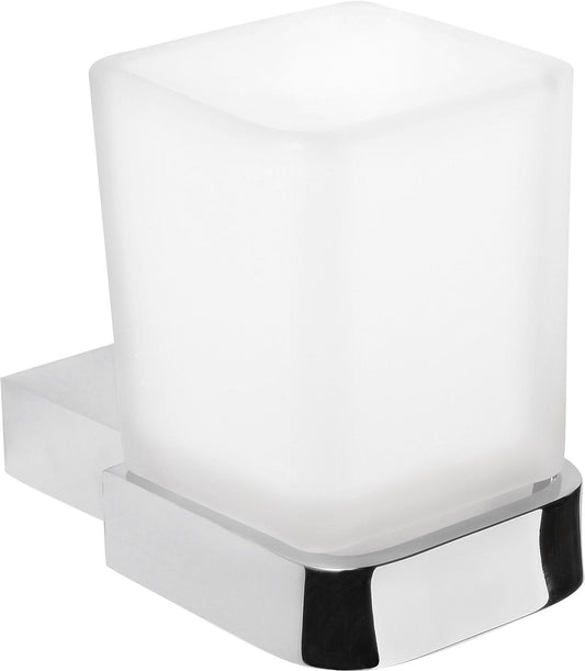 Eivor glass holder with wall bracket, zinc, chrome-plated
