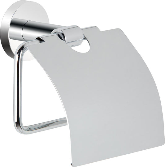 Eldrid paper roll holder with lid, chrome-plated brass