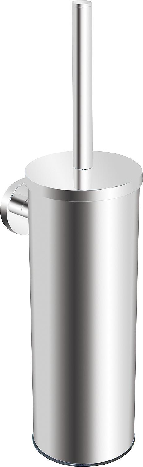 Eldrid toilet brush set with lid and wall bracket, chrome-plated brass