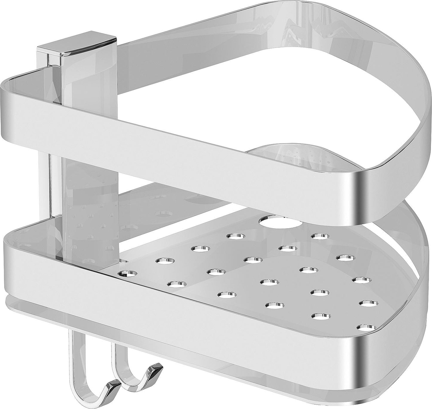 Panier de douche d'angle Elenis 198 x 160 x 206 mm en laiton chromé